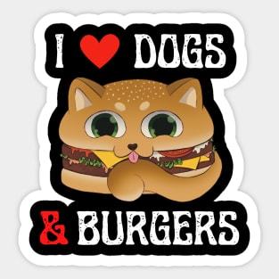 I Love Dogs and Burgers White Design Sticker